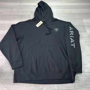 NEW Ariat Hoodie Mens Large Black Graphic Fleece Pullover Sweatshirt 10040815